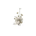 White Orchids and Cream Ranunculus in Ceramic Vase with Green Leaves and Flower Buds