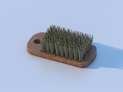 Durable Wooden Cleaning Brush With Dense Natural Bristles And Handle Hole 3d model
