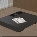 Sleek Modern Coffee Table With Glass Cups And Open Magazine In Living Room