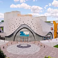 Xixi Century Plaza Modern Architecture With Unique Facade Open Square And Evening Lights