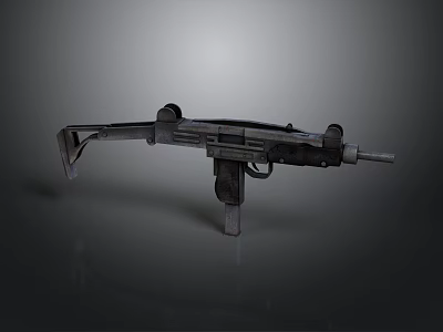 Vintage Submachine Gun Classic Design With Metal Barrel Stock And Magazine 3d model