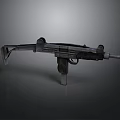 Vintage Submachine Gun Classic Design With Metal Barrel Stock And Magazine