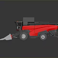 Large Red Combine Harvester With Sharp Cutting Header And Black Farm Machinery Body
