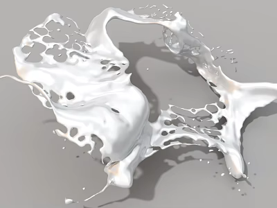 White Fluid Splash Like Sculpture Carving With Hollowed Out Details And Dynamic Flowing Form 3d model