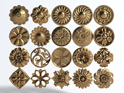 Style Carved Wall Decoration Decoration Gypsum Building Component Decoration 3d model