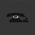 Vintage Black Rotary Dial Telephone Classic Electronic Device With Coiled Cord