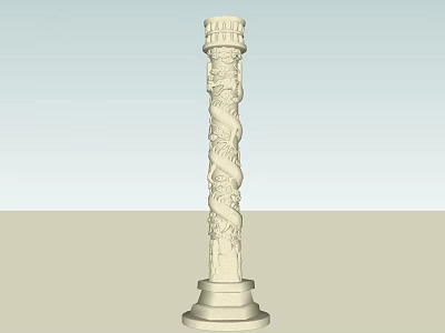 Intricately Carved Classical Stone Column With Spiral Design And Ornate Details 3d model