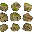 Rockery Stones With Green And Beige Textured Surfaces For Garden Decoration