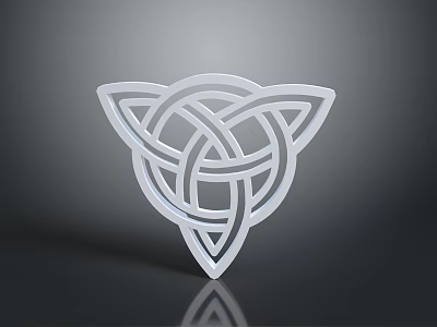 3D Rendered White Celtic Knot with Triangular Interlaced Lines on Gray Background 3d model