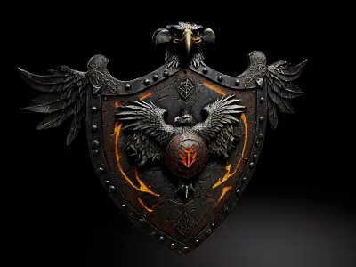 Decorative Ornament Set Shield Shaped With Eagle Motif And Wing Decorations 3d model