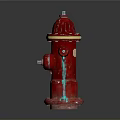 Red Fire Hydrant With Gold Accents Chain Detail And Sturdy Base