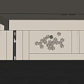 Modern White Sofa Backdrop Wall With Geometric Pattern And Built in Cabinets 3d model