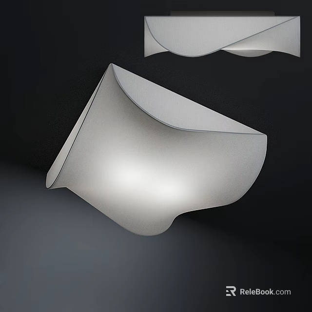 Two Modern Ceiling Lights with White Curved Shape and Soft Illumination in Contemporary Design 3d model 