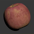 Fresh Ripe Red Yellow Apple with Green Stem on Smooth Gray Surface