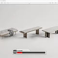 New Chinese Style Sofa Stool Bench 3d model