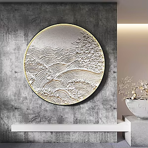 New Chinese Round Frame Painting Decorative Painting 3d model