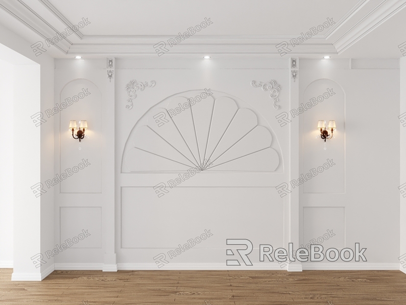 European-style white bedroom background wall model