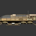 Futuristic Golden SciFi Vehicle 3D Model With Transparent Windows And Sleek Metallic Structure