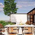 Modern Detached Villa with Green Lawn Parking Space and Rooftop Greenery