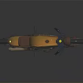 Custom Golden Motorcycle With Purple Handlebars Vintage Body Design And Reflections
