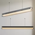 Modern Linear Pendant Light With Sleek Metallic Frame And Warm Illuminating Glow
