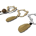 Handmade Beaded Necklaces with Tassel and Feather Pendants in Beige and White Colors