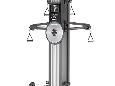 Multifunctional Fitness Equipment with Digital Display Adjustable Handles Mobile Wheels and Gray Silver Frame 3d model