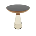 Modern Round Side Table With Golden Accent Transparent Glass Base And Stylish Conical Structure