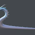 Mythical Reptile 3D Model With White Blue Scales Horns Fins And Long Body