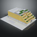 Modern Terraced Building With Yellow Facade Multi Level Green Roof Terraces