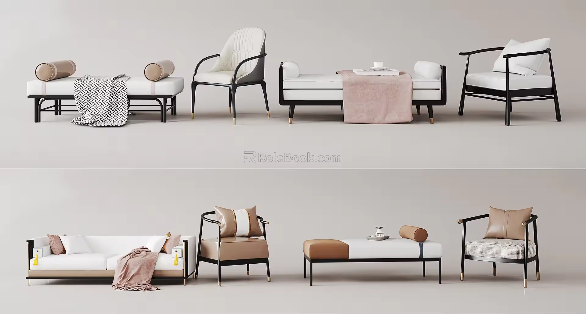 New Chinese-style chaise longue 3d model