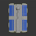 Blue And White Modular Spacecraft Model With Detailed Structural Design