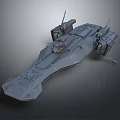 Sci Fi Spaceship Model In Gray With Multiple Modules Weapon Like Structures And Gradient Background 3d model