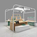 Boutique Lifestyle Store Interior Design With White Frame Structure Wooden Counters And Green Accents