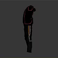 Black Heated Jacket and Pants Outfit with Red Lines and HEATED Lettering