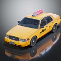 Yellow met TAXI Cab With Roof Sign And Reflective Body Design