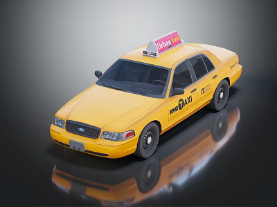 Yellow met TAXI Cab With Roof Sign And Reflective Body Design 3d model