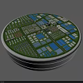 Aerial Planning Circular Layout 3D Model With Buildings Green Spaces And Blue Areas