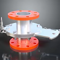 Industrial Equipment with Red Flange Plates Silver Cylindrical Body and Metal Mounting Bracket