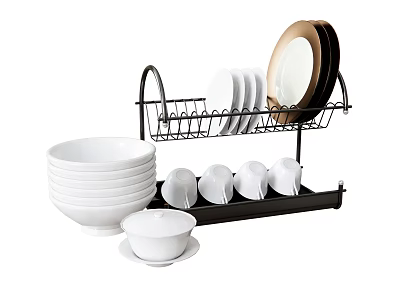 Kitchen Storage Cabinets With Dish Rack For Plates Bowls And Dishes 3d model