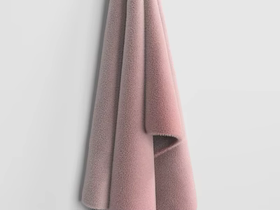 Soft Pink Towel With Plush Texture Hanging On Wall 3d model