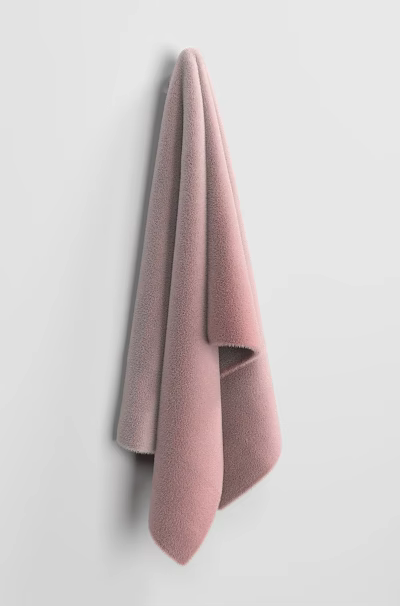 Soft Pink Towel With Plush Texture Hanging On Wall 3d model