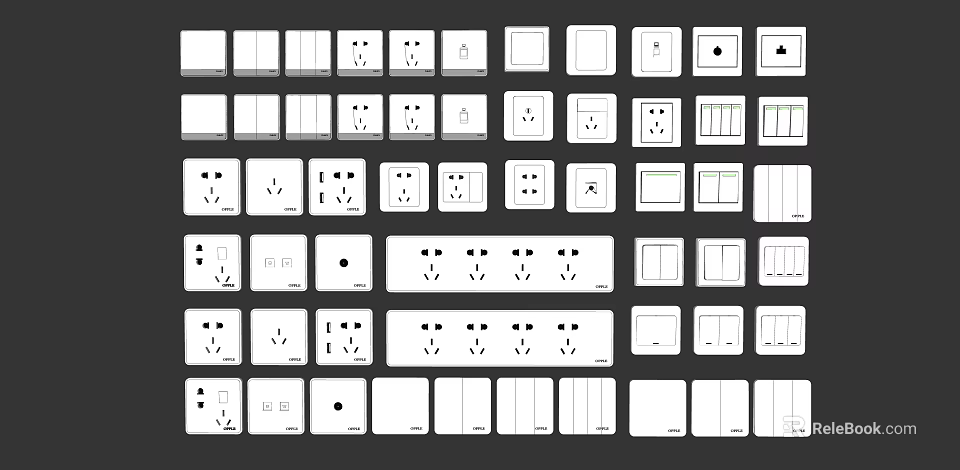 Various Modern Electrical Switch Panels With Different Designs And Functions 3d model 