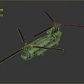 Green Camouflage Military Helicopter With Twin Rotor And Side View