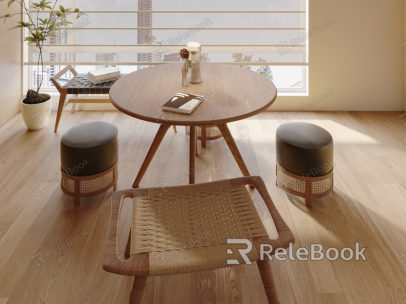 Log-style leisure round table seat ornaments model