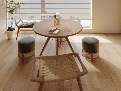 Log-style leisure round table seat ornaments model