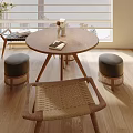 Log-style leisure round table seat ornaments 3d model