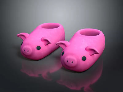 Cute Pink Pig Shaped Slippers for Comfortable Home Wear Design 3d model