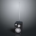 Black Portable Radio With Extended Antenna Control Knobs And Speaker Grill 3d model