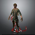 Helicopter Pilot in Green Flight Suit With Goggles Helmet and Red White Ropes